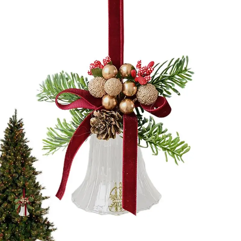 

Christmas Bells Decor Pinecone Cone And Ribbon Christmas Tree Bells Ornaments Decoration Christmas Tree Pendants For Christmas