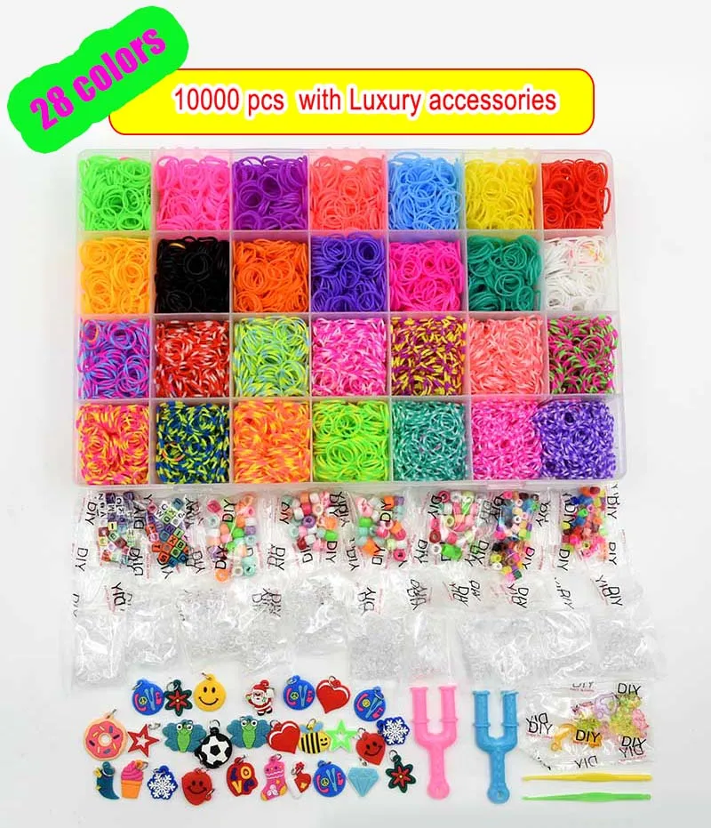 Box Packed! Rubber Bands Weaving Set DIY Toys Loom Craft Kid Bracelet Braid Silicone Elastic Weave Bands Gifts for Girls