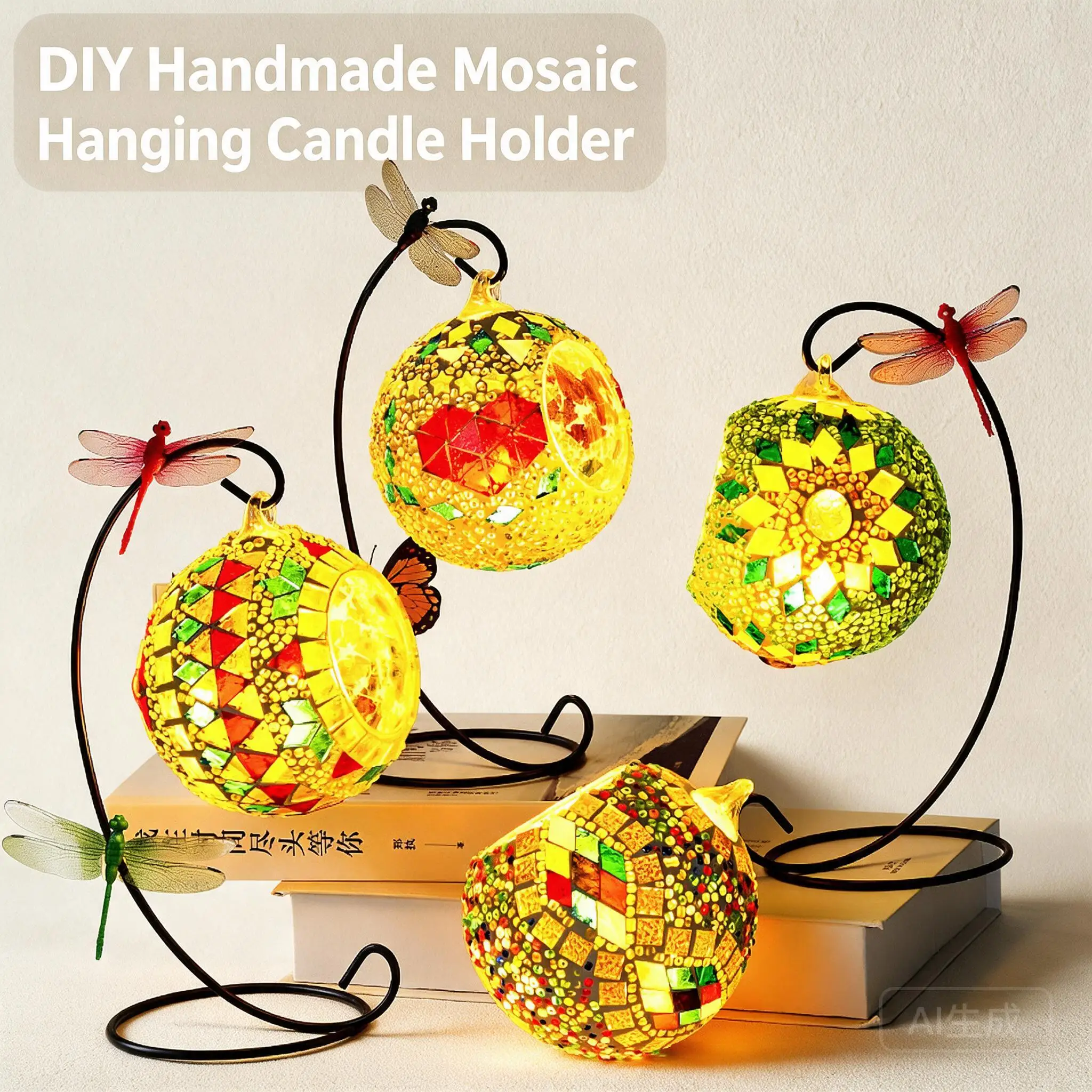 Diy Mosaic Hanging Candle Holder Handmade Craft Kit For Kids Teens Parent Child Activity Team Building Home Decor Creative Gift