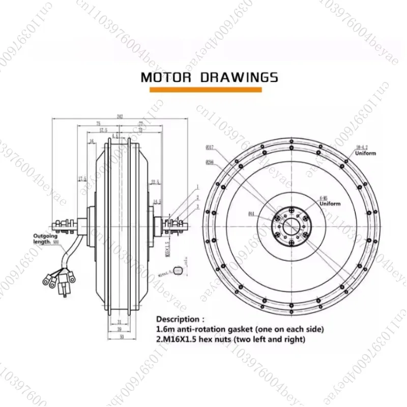 QS273 40H V3 4000W 8000W  Hub Motor 152mm Drop-Outs