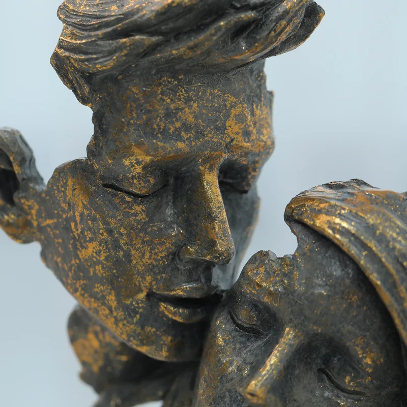 

«Статуя винтажной пары» — скульптура из смолы для бара и дома — роскошный художественный декор с бронзовой отделкой