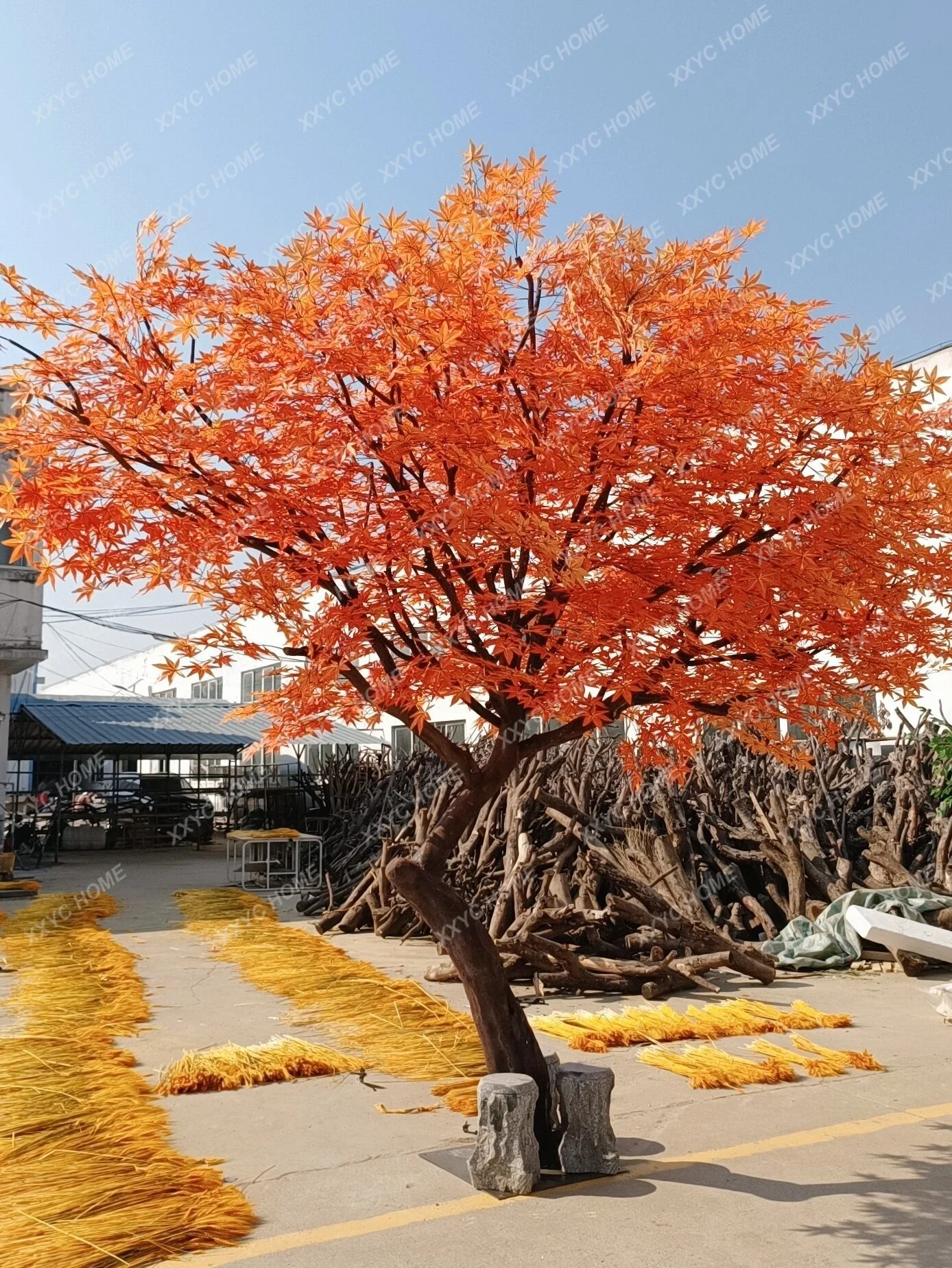 Simulation Red Maple Tree Maple  Big Tree Hotel Large Imitative  Decoration Fake Trees Floor Imitative