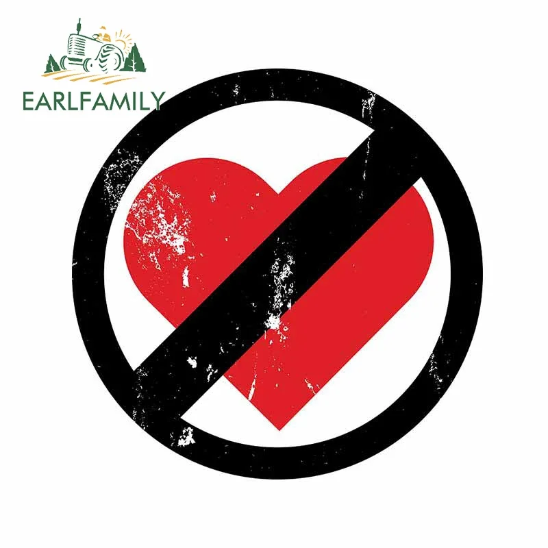 

EARLFAMILY 13cm x 12.7cm for No Love Sign Car Sticker Waterproof Anime Personality Decal Race Motocycle Helmet Car Accessories