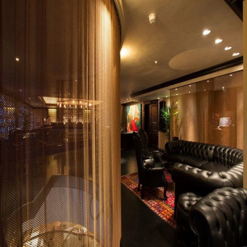 custom.Decorative Aluminium Metal Decorative Fireplace Wire Curved Mesh Chain Curtain Wall Architectural Drap Steel