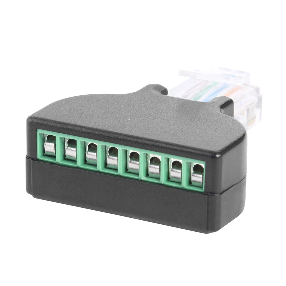 RJ45 Male Plug to 8 Pin AV Screw Connector Adapter for Cat7 Cat6 Cat5 CCTV DVR