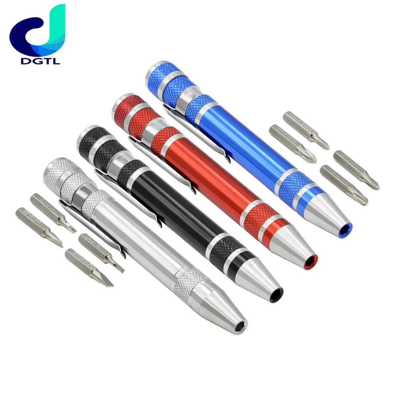 Hot Portable 8 in 1 Aluminum Pen Style Screw Driver Multi-Tool Precision Mobile phone Repair Tool Kit Screwdriver Set Bits