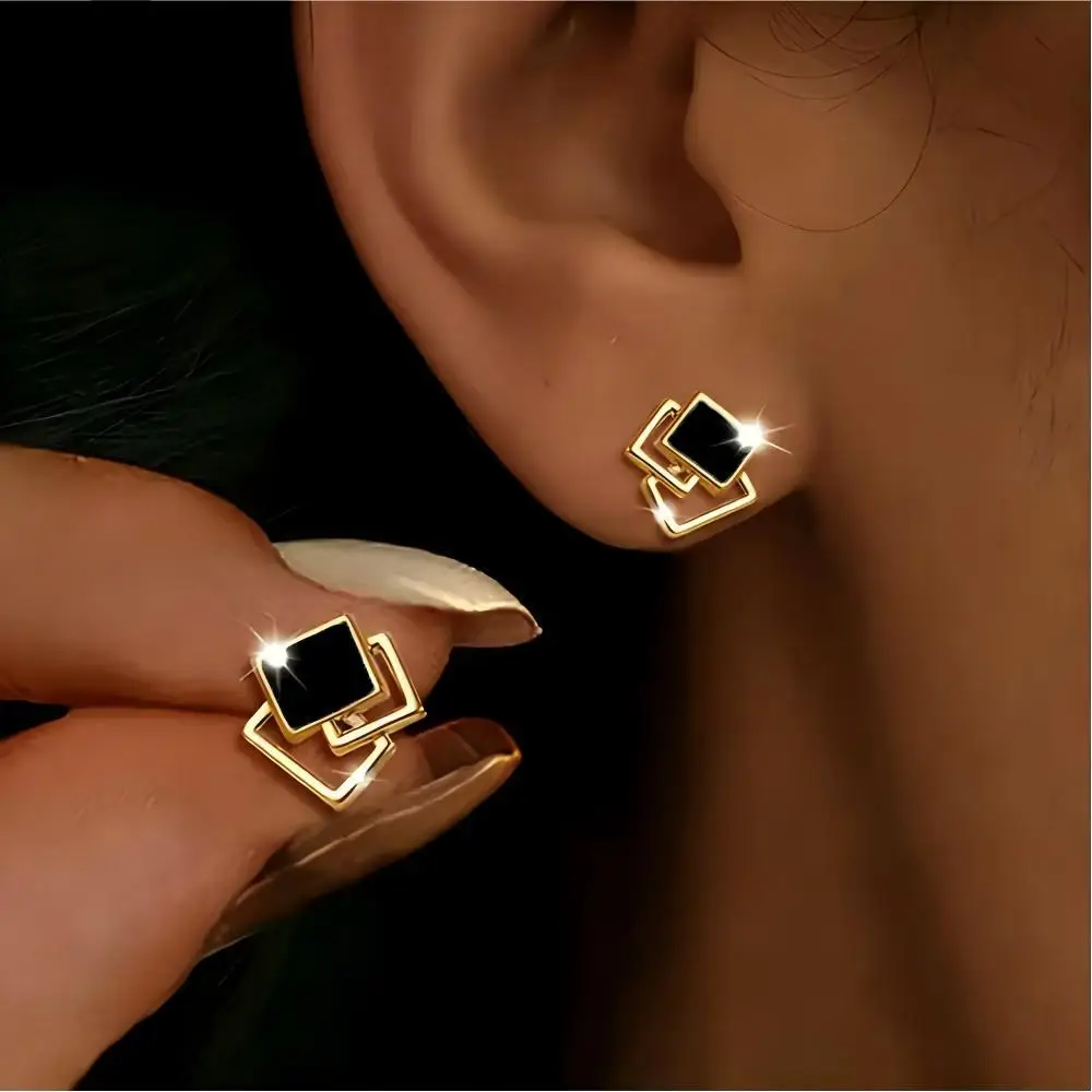 Simple Geometric Square Stud Earrings for Women