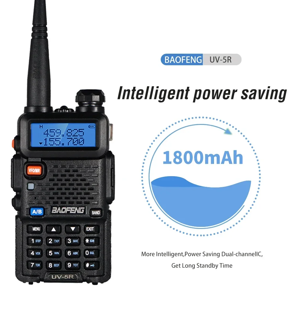 Original Baofeng Walkie Talkies UV5R 10KM Talk Range 8W Two Way Radio Dual Band UHF VHF Transceiver Portable Amateur Ham Radio