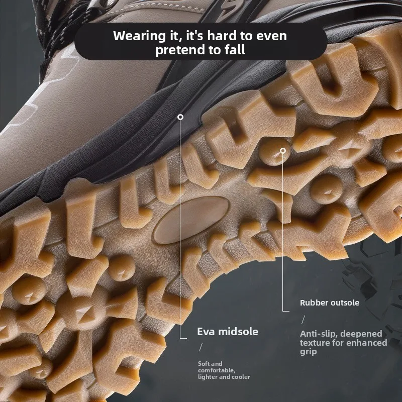 冬のメンズブーツ新しいミッドカーフコットンシューズ防水レザースノーブーツ屋外滑り止めハイキングブーツ豪華な暖かい冬のブーツ