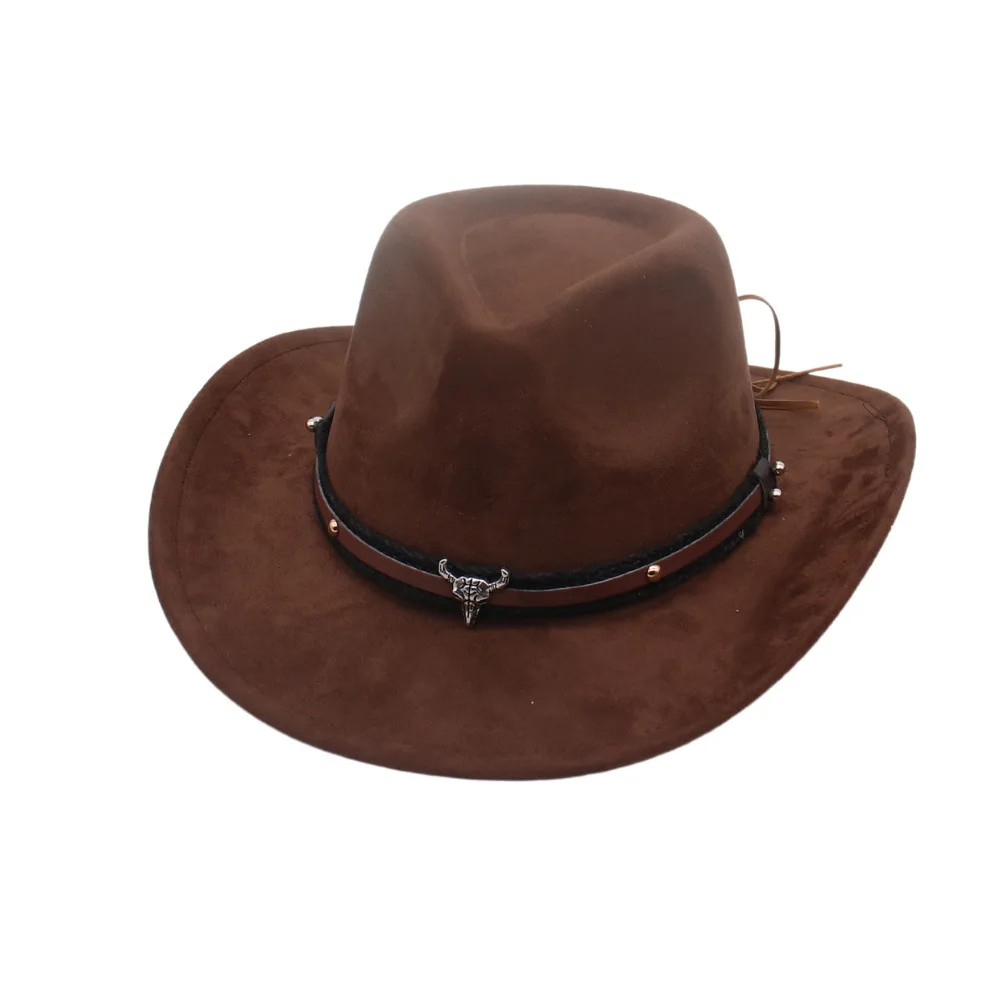 

European And American Western Cowboy Hat Tibetan Warped Ox Head Accessories Men And Women Wholesale Sun Protection Hat