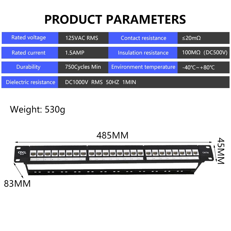 24 Port UTP CAT6 Patch panel RJ45 Shielded Through Coupler Keystone Jack 19