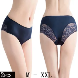 2 pcs/lot Fashion Sexy Panties Lace One Piece Transparent Underwear Women Seamless Briefs Lingerie Modis Tanga Lady Intimate