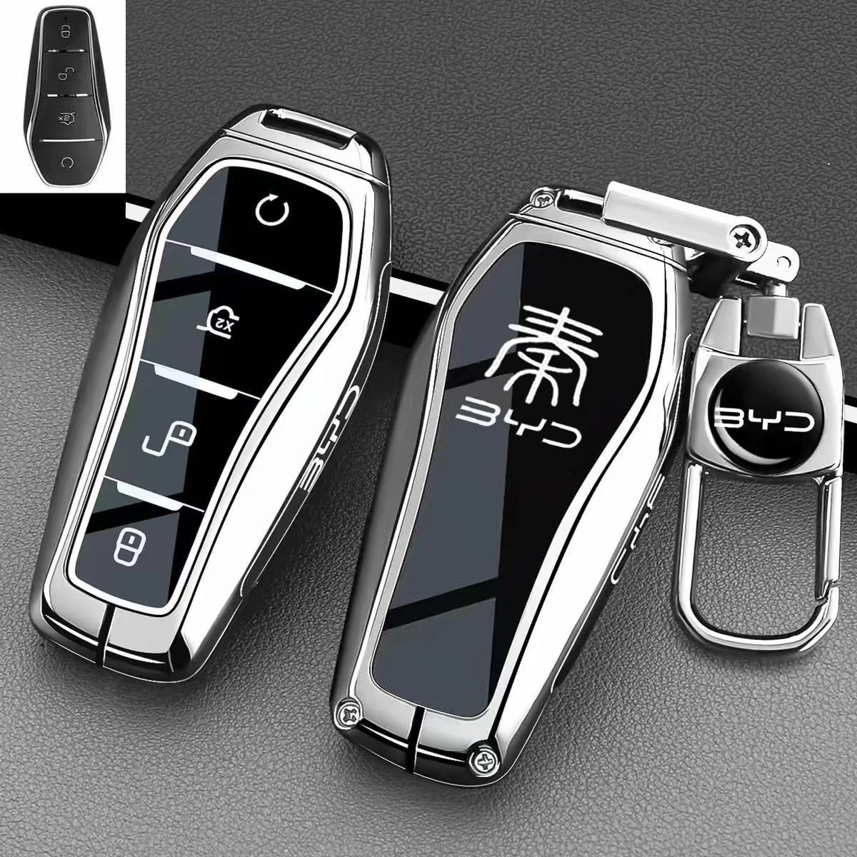 Zinc Alloy Car Key Case Cover Shell Protector Fob Holder for BYD Qin L Qin Plus DM-i Qin Max EV 2026 Keychain Accessories