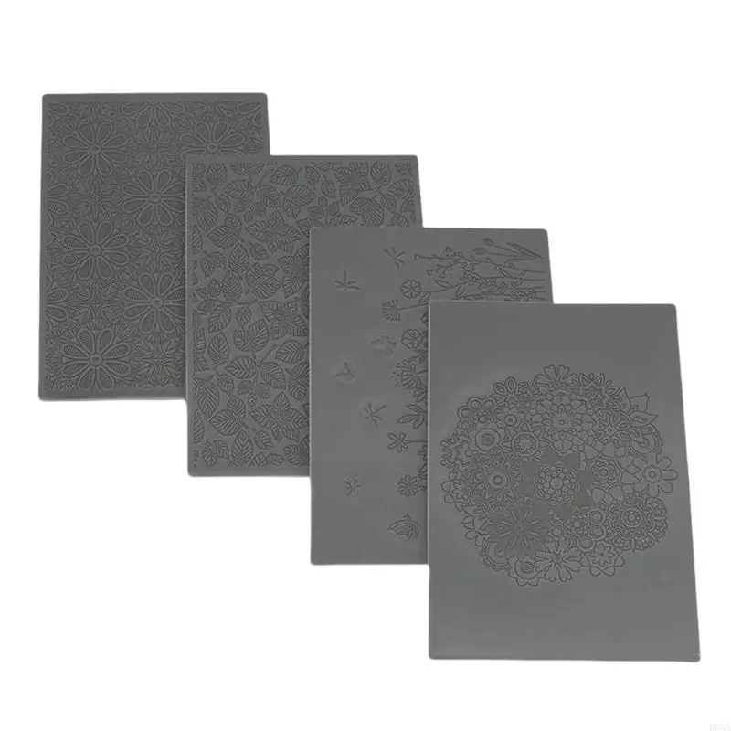 

R66A 4Pcs Clay Texture Mat for Making Earrings Jewerly, Clay Earrings Embossing Tool Textured Embossing Sheets