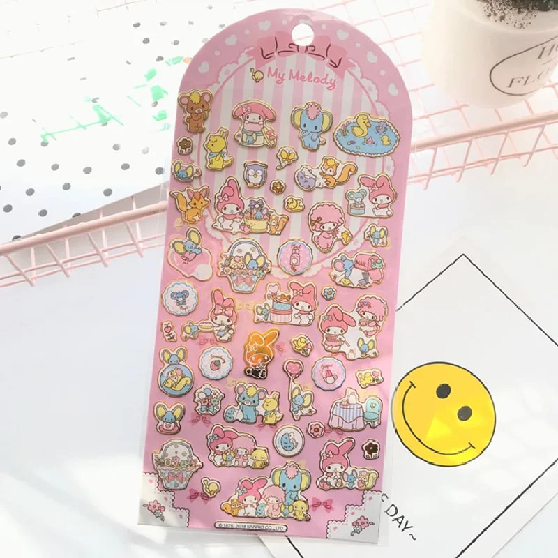 Кавайные наклейки с золотым тиснением My Melody Little Twin Stars, декоративные наклейки для скрапбукинга, украшения для чехлов для телефонов