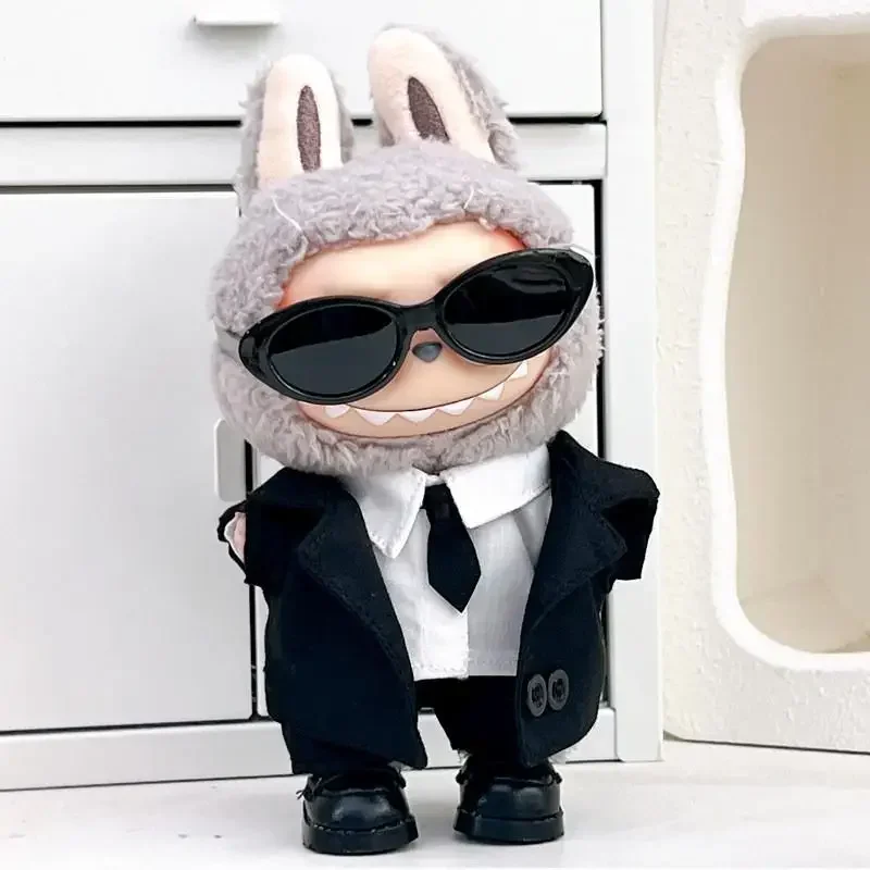 

For 17 cm Ropa labubu v1/v2/v3 baby clothes outfit cool suit sunglasses suit doll doll wearing for labubu accessories