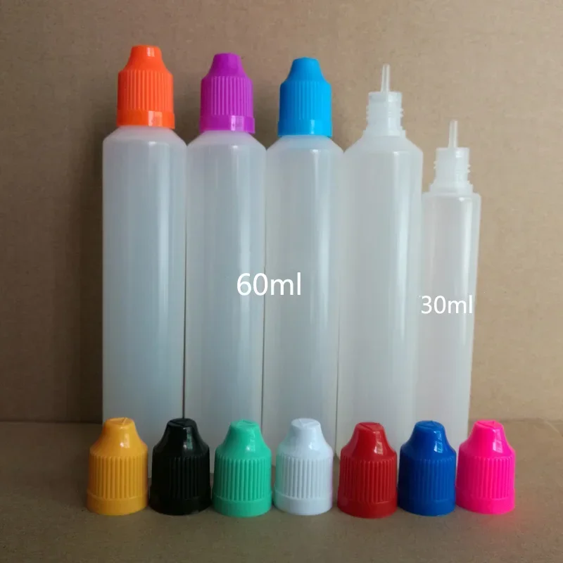 5pcs 3/5/10/15/20/30/50/60/100/120ml Plastic eliquid Vape Juice Dropper Bottles Soft PE with Childproof Cap with 1 Funnel