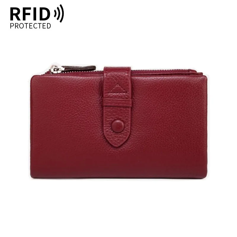 Short Genuine Leather Wallet for Woman 2026 New Soft First Layer Cow Leather Purse Ladies RFID Protected Card Holder Clutch