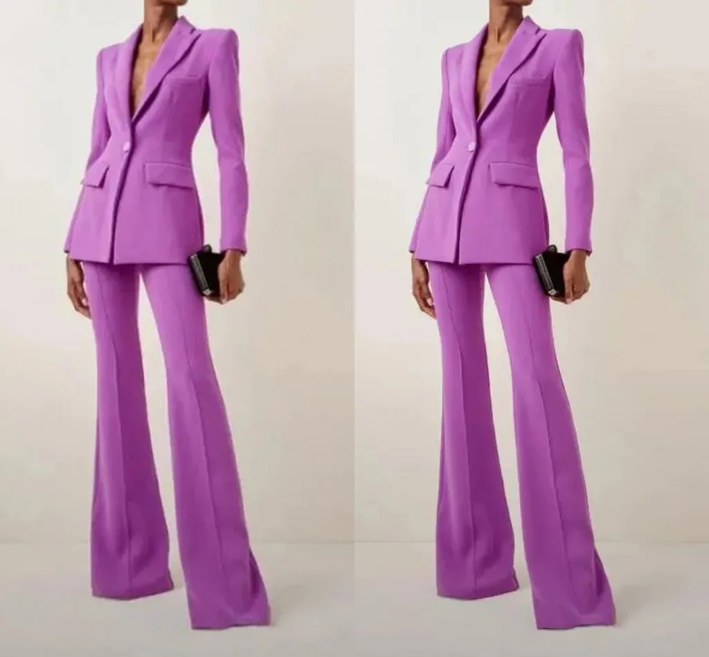 Elegant Women's Evening Dresses Suit Gowns One Button Jacket Pants For Female Satin 2 Pieces Suit Customized M266486