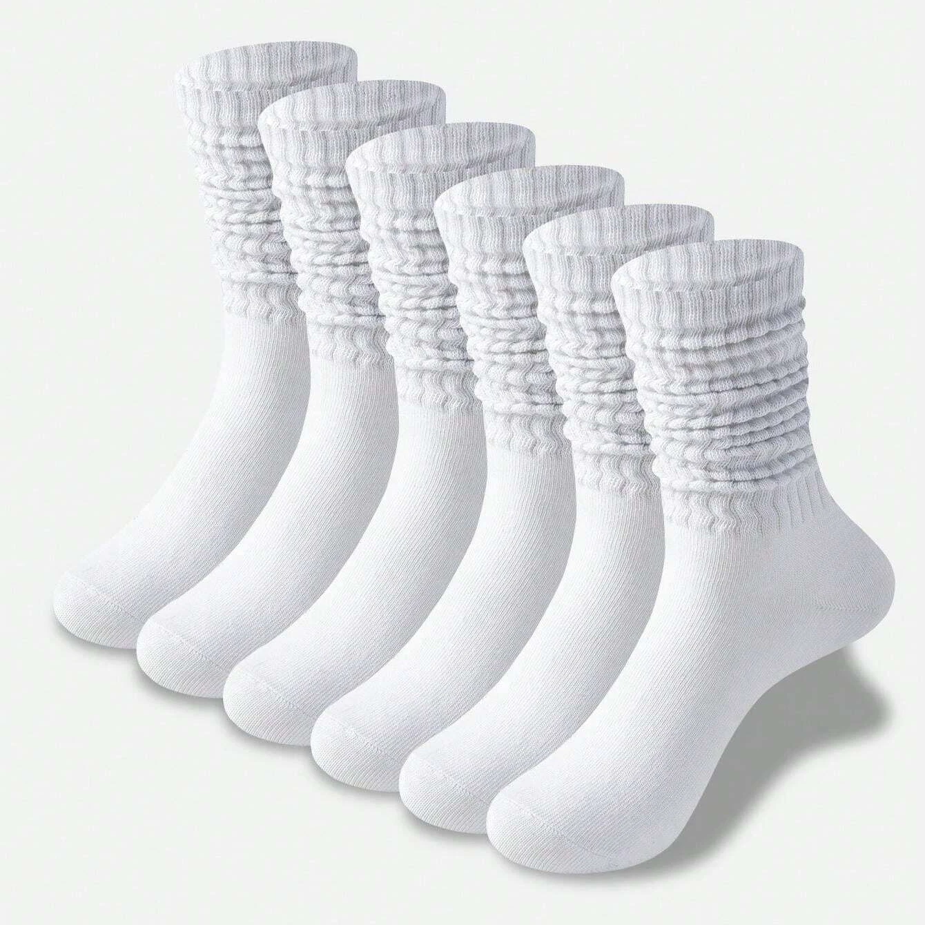 6 Pairs Women's Fashion Colorful Bubble Pile Socks, Comfortable, Breathable, Classic, European Style, Knee-High, Casual Skinny C