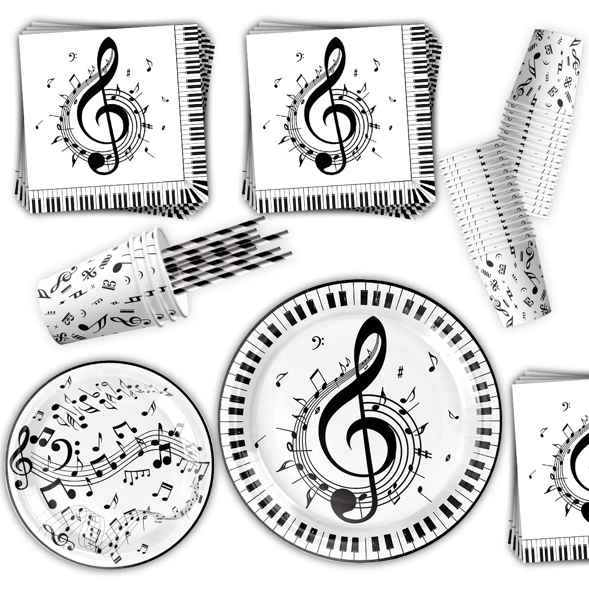 New Music Festival Theme Melody Notes Plate Cup Napkins Party Decoration