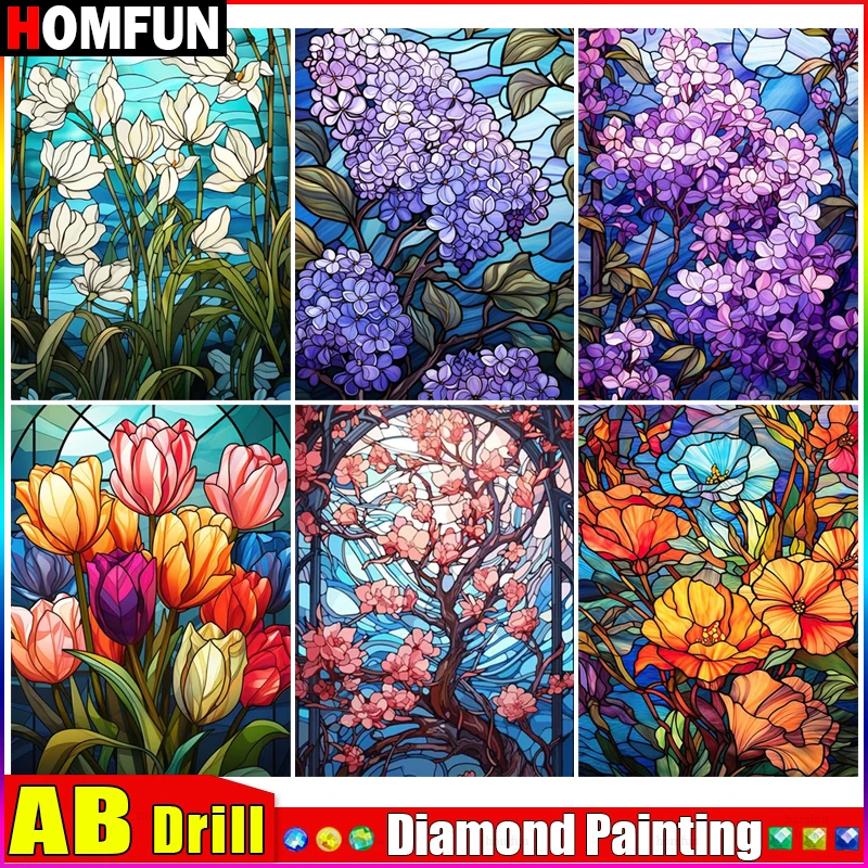 HOMFUN AB Diy Full Square Round Drill 5D Diamond Painting Cross Stitch Diamond Embroidery \