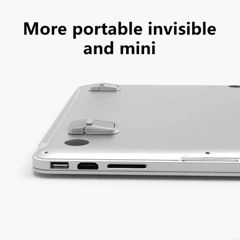 462E 2Pcs Portable Laptop Risers Aluminum Alloy Foldable Laptop Stand Laptop Elevator for Desk with Adhesive Feet