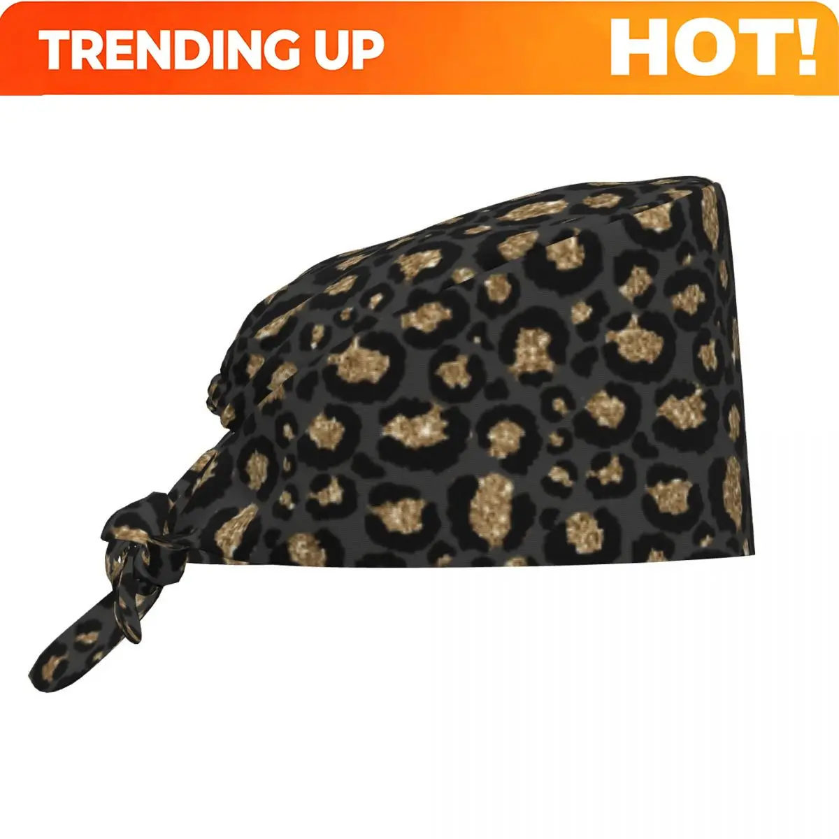 Custom Custom Black Gold Leopard Print Scrubs Cap Surgical Hats Women Men Cheetah Animal Operating Room Cap Operator Hats