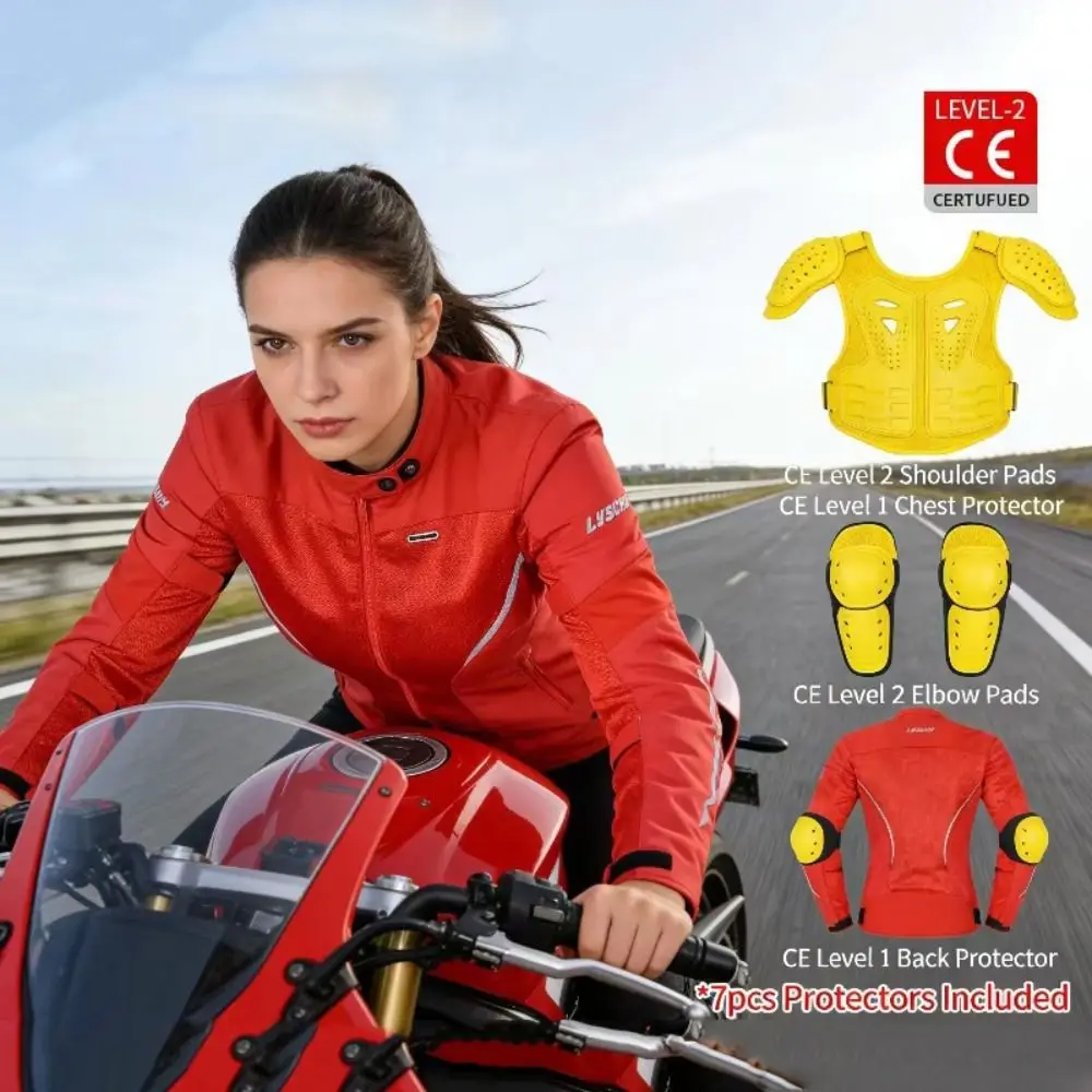 CE1/2 Level Protective Women Motorcycle Jacket with Reflective Strip Wear-resistant Women Riding Top Breathable Mesh