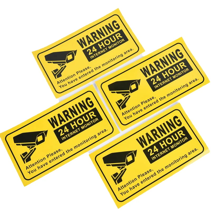 10Pcs CCTV Security 24 Hour Video Surveillance Sign Camera Warning Car Stickers