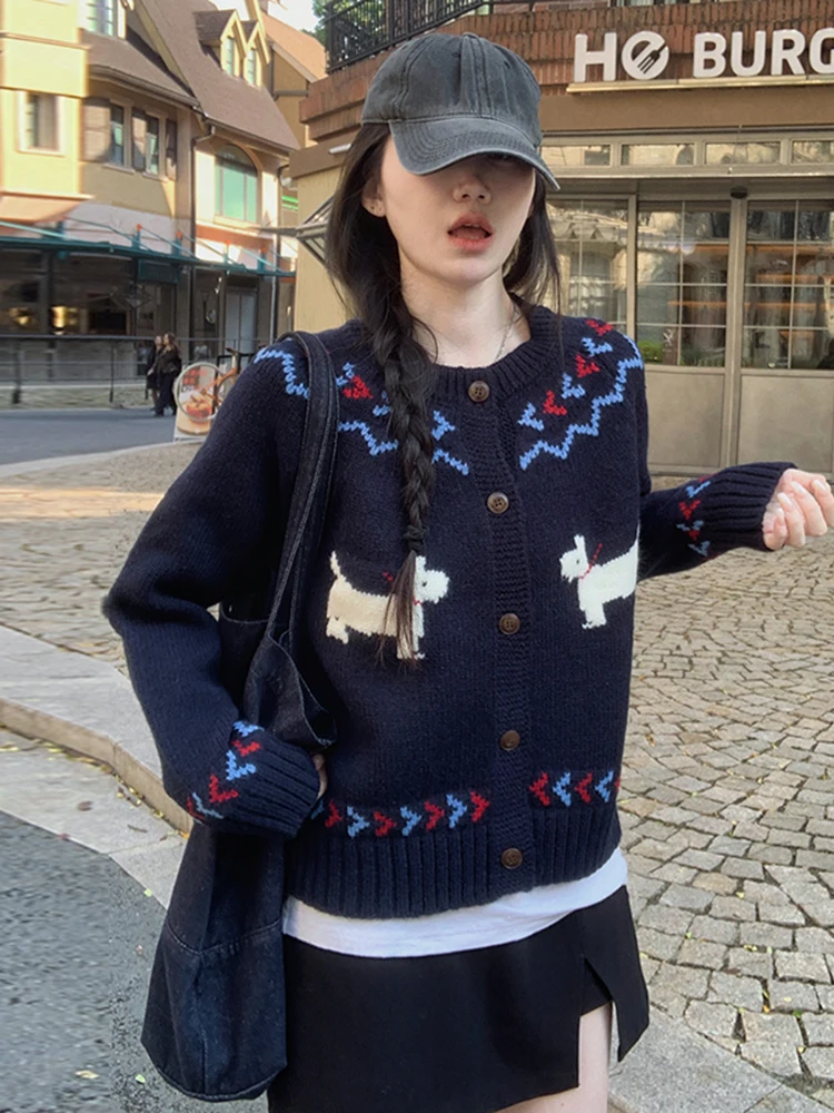 

Зимний женский вязаный свитер с круглым вырезом и длинными рукавами, свободный кардиган, базовый топ в корейском стиле, мягкий трикотаж, коллекция 2026 года