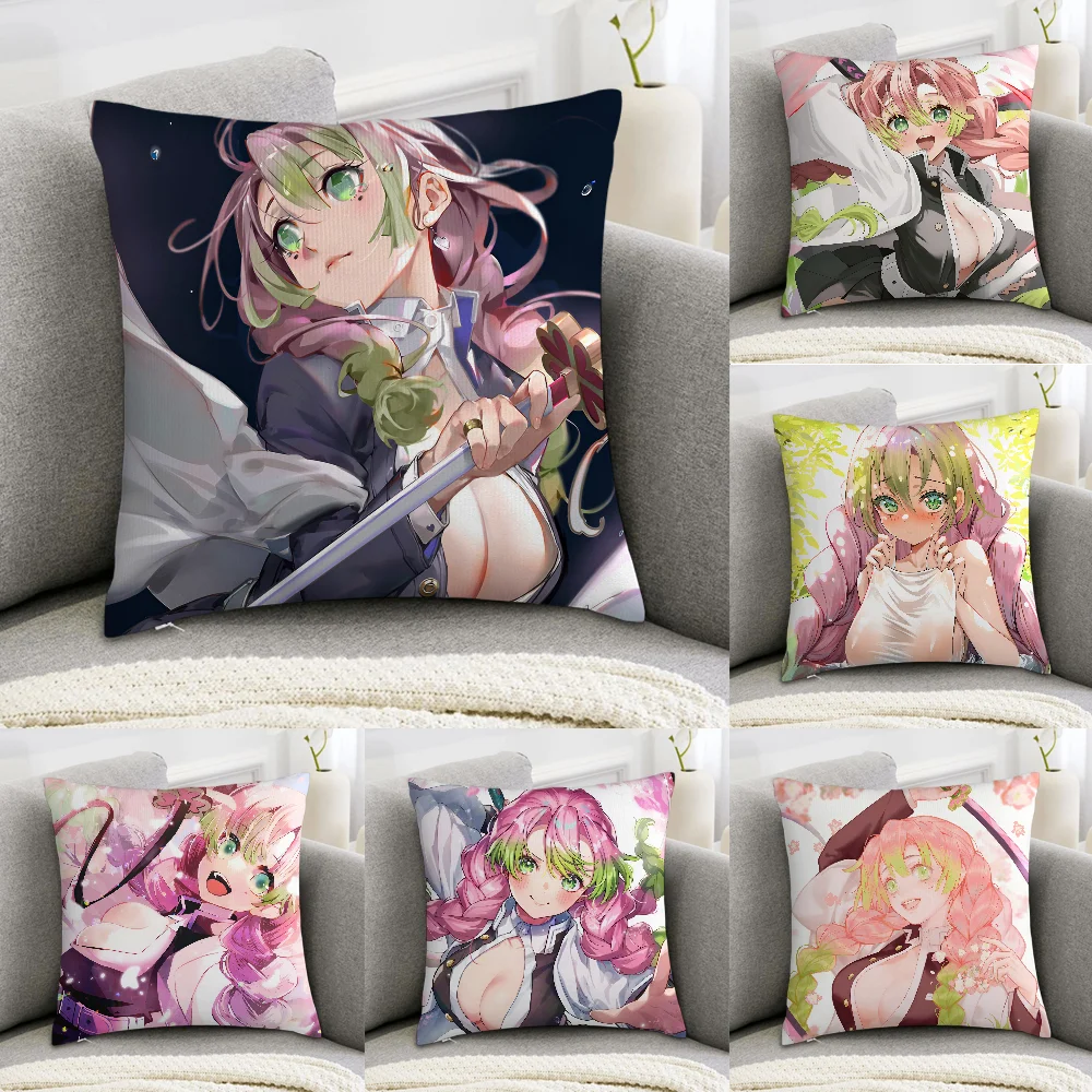 K-Kanroji Mitsuri D-Demon-Slayer Pillow Case Sofa Decor Home Double-sided Printing Short Plush Cushion Cover Throw Pillow Cover