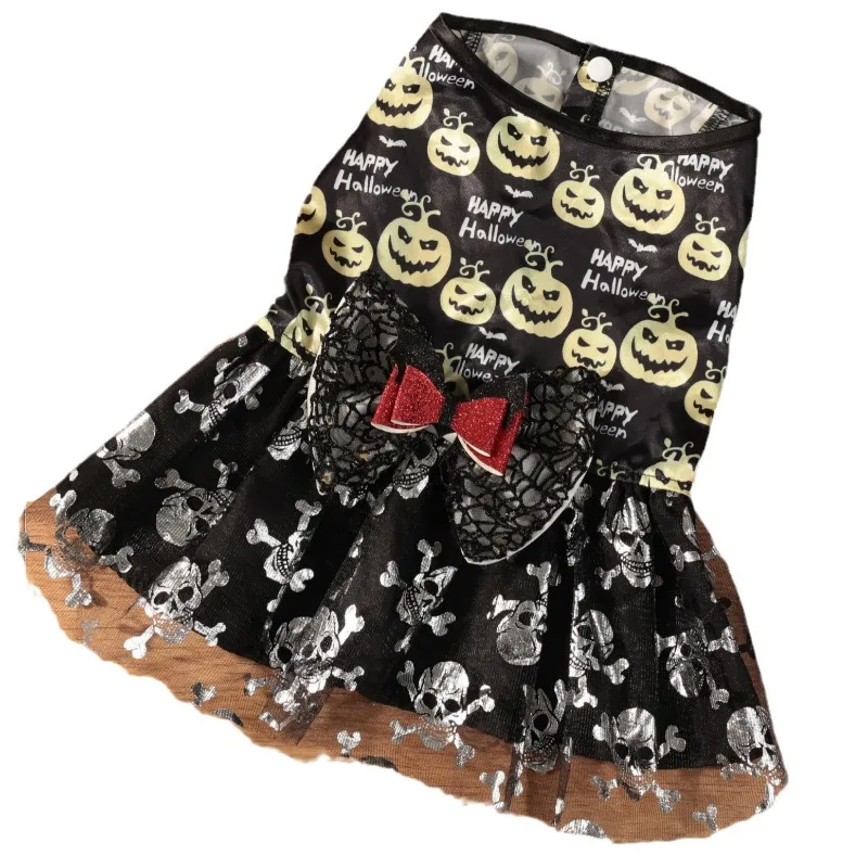 

Halloween Day Of The Dead Dog Cat Costume Mesh Pumpkin Dress Soft Breathable Small Medium Dogs Pomeranian Yorkie Party Outfit