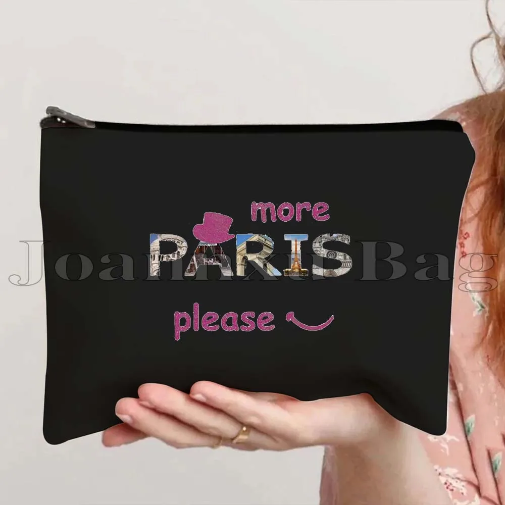 Floreale Parigi Torre Eiffel 2024 Love Heart Francia Regalo carino Tela Cosmetico Deposito Trucco Borsa da toilette Astuccio con cerniera