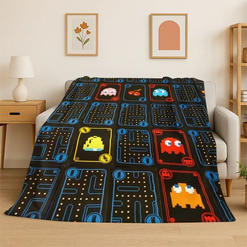 Retro P-Pacman Game Soft Flannel Throw Blanket,Cozy Blanket for Bed,Couch,Sofa,Bedroom,Living Room,Travel,Picnic  Camping