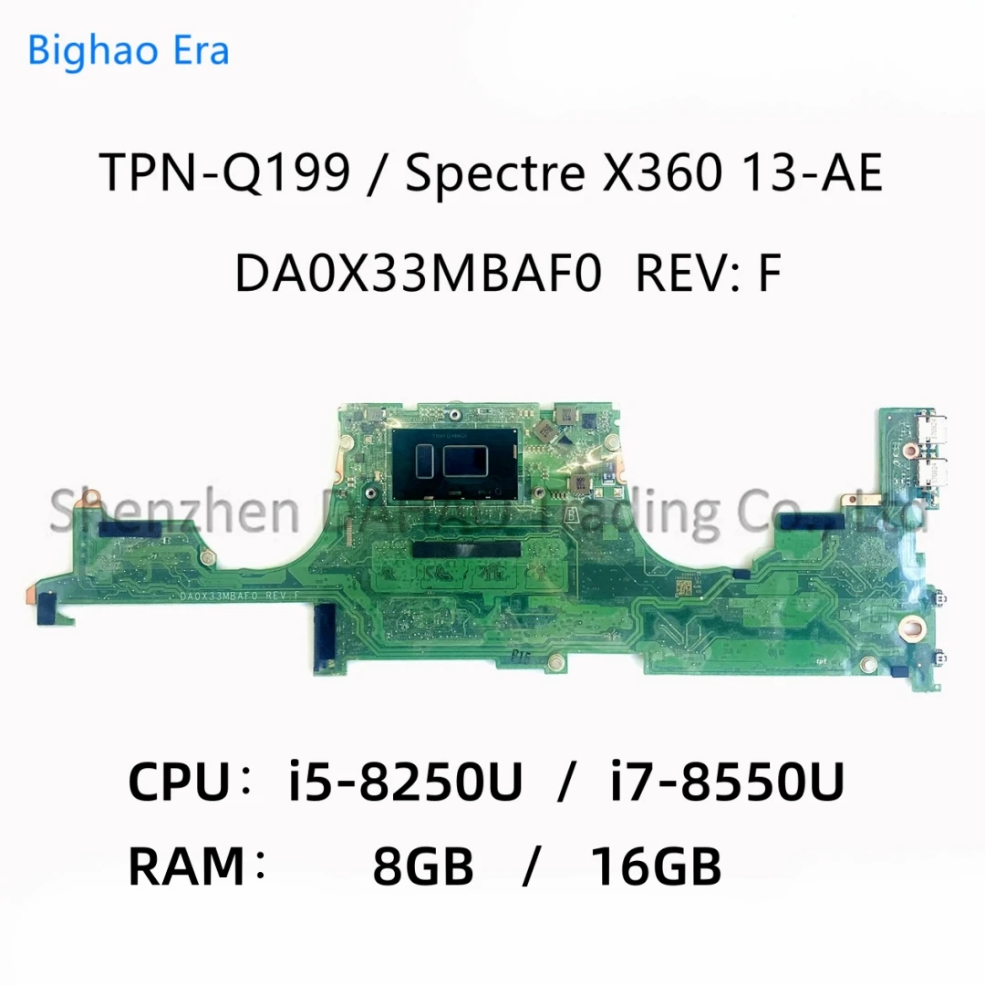 DA0X33MBAF0 For HP TPN-Q199 Spectre X360 13-AE Laptop Motherboard With i5-8250U i7-8550U CPU 8GB/16GB-RAM 941883-601 941884-601