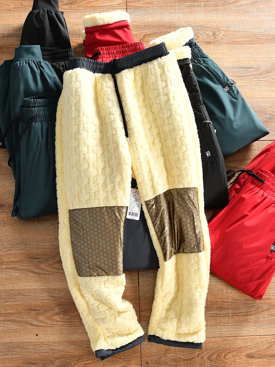 

Winter Men's Outdoor Windproof Waterproof Casual Trousers Graphene Thickened Fleece Lined Straight Leg Pants for Daily Wear