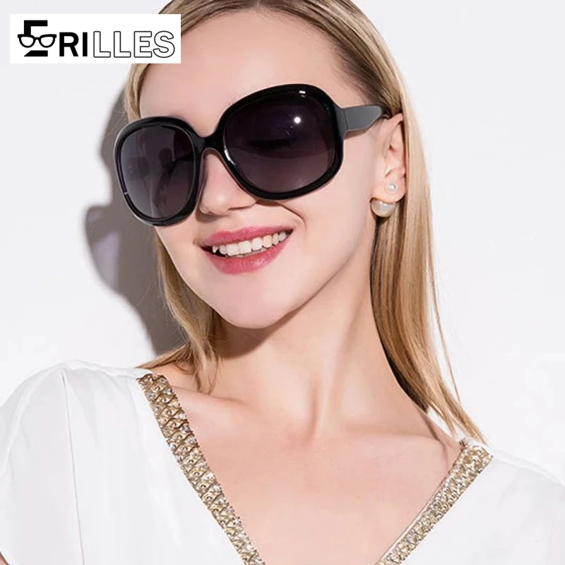 Polarisierte Sonnenbrille für Damen, UV400-Schutz-Ellipsenrahmen, modische ovale Sonnenbrille zum Fahren, Alltag im Freien