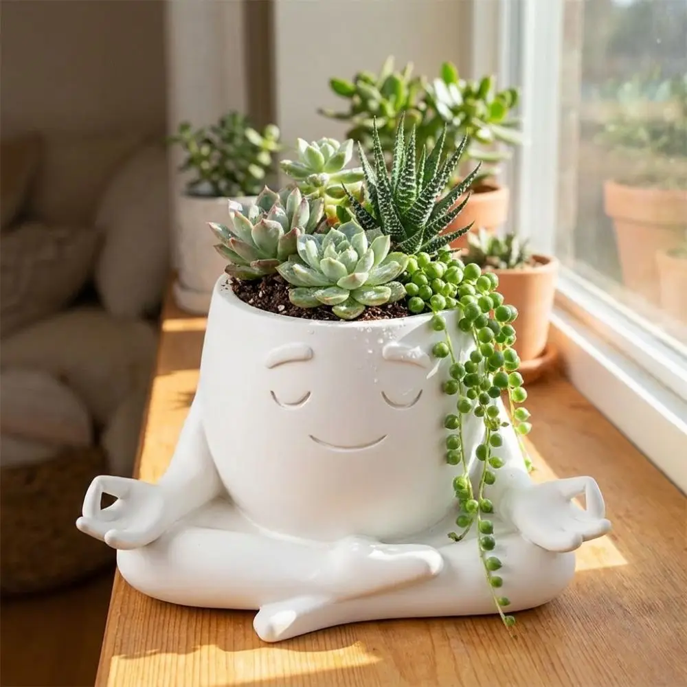 Sitting Posture 3D Printed Yoga Face Planter Novelty Gift Unique Figurine Succulent Flower Pot
