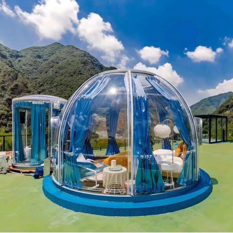 

Starry Room For Glamping Resort Luxury 7 Meter Geodesic Dome With Ensuite Bathroom Floor Plan Customized 7m 8m For Hotel