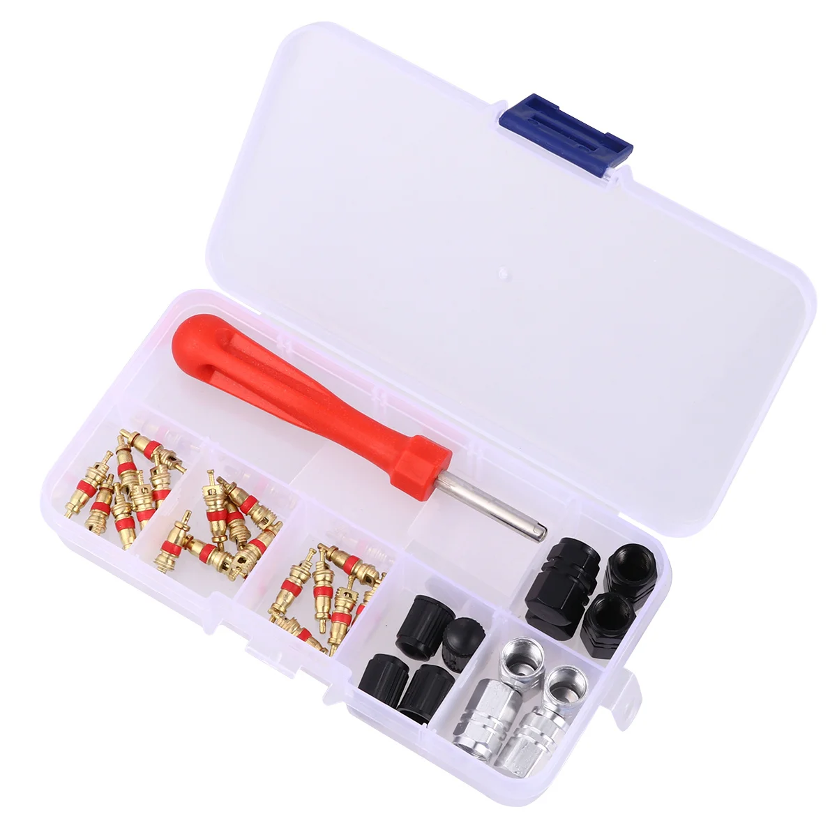 Conjunto de ferramentas extrator de núcleo de pneu, 33 peças, chave de haste de válvula multiuso para reparo automotivo, bicicletas, motocicletas e caminhões