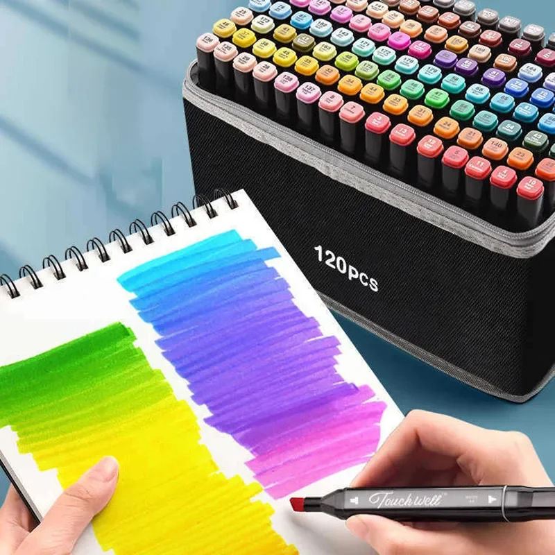 100/120 Colors Art Marker Alcohol Felt Pen Manga Sketching Markers Dual Brush Art School Supplies Drawing Set School Supplies