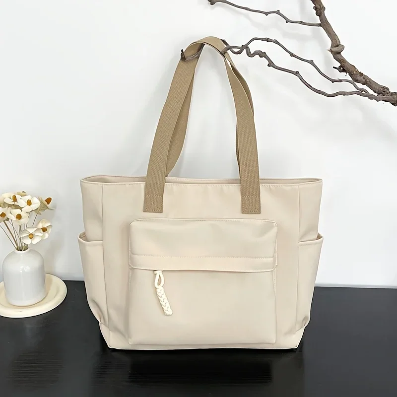 

Повседневная сумка большой вместимости в студенческом стиле, модные и универсальные женские холщовые сумки на плечо, подходят для поездок на работу