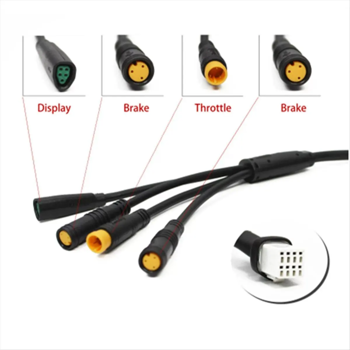 

Кабель для электровелосипеда (AD10) Комплект кабелей для мотора электровелосипеда 1T4 для Bafang M400 G330 G510 M620 Can 130x с дросселем