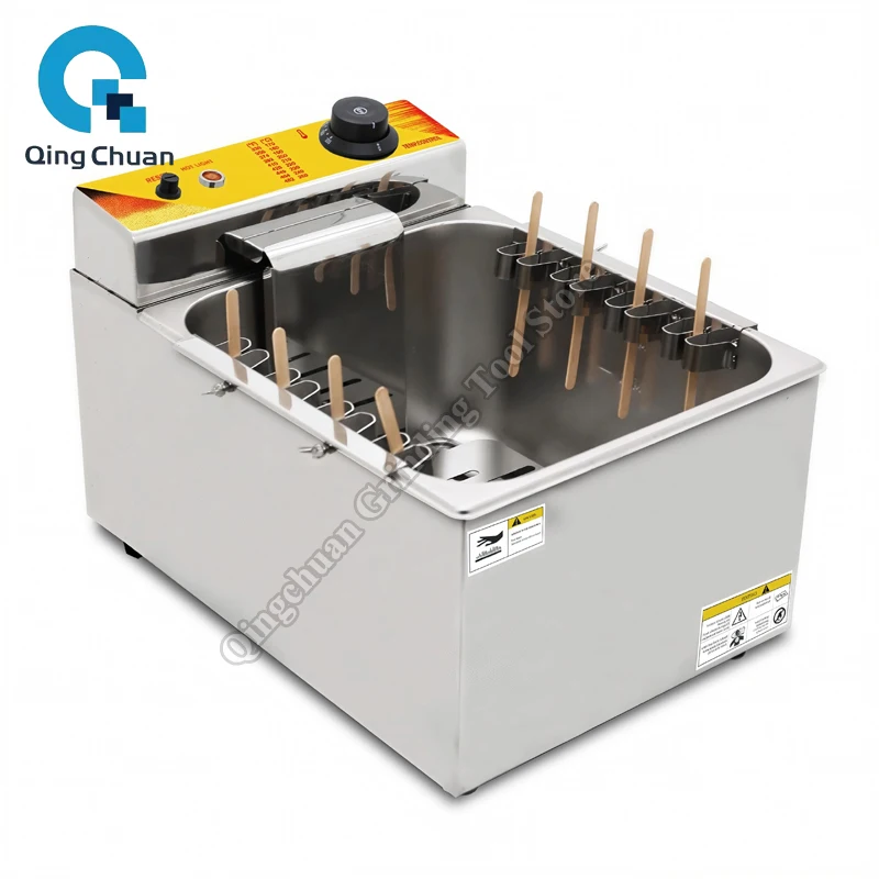 Cheese Hot Dog Sticks Fryer Commercial Automatic Large Capacity Korean Mozzarella Corn Dog Snack Machine Electric Deep Fryer