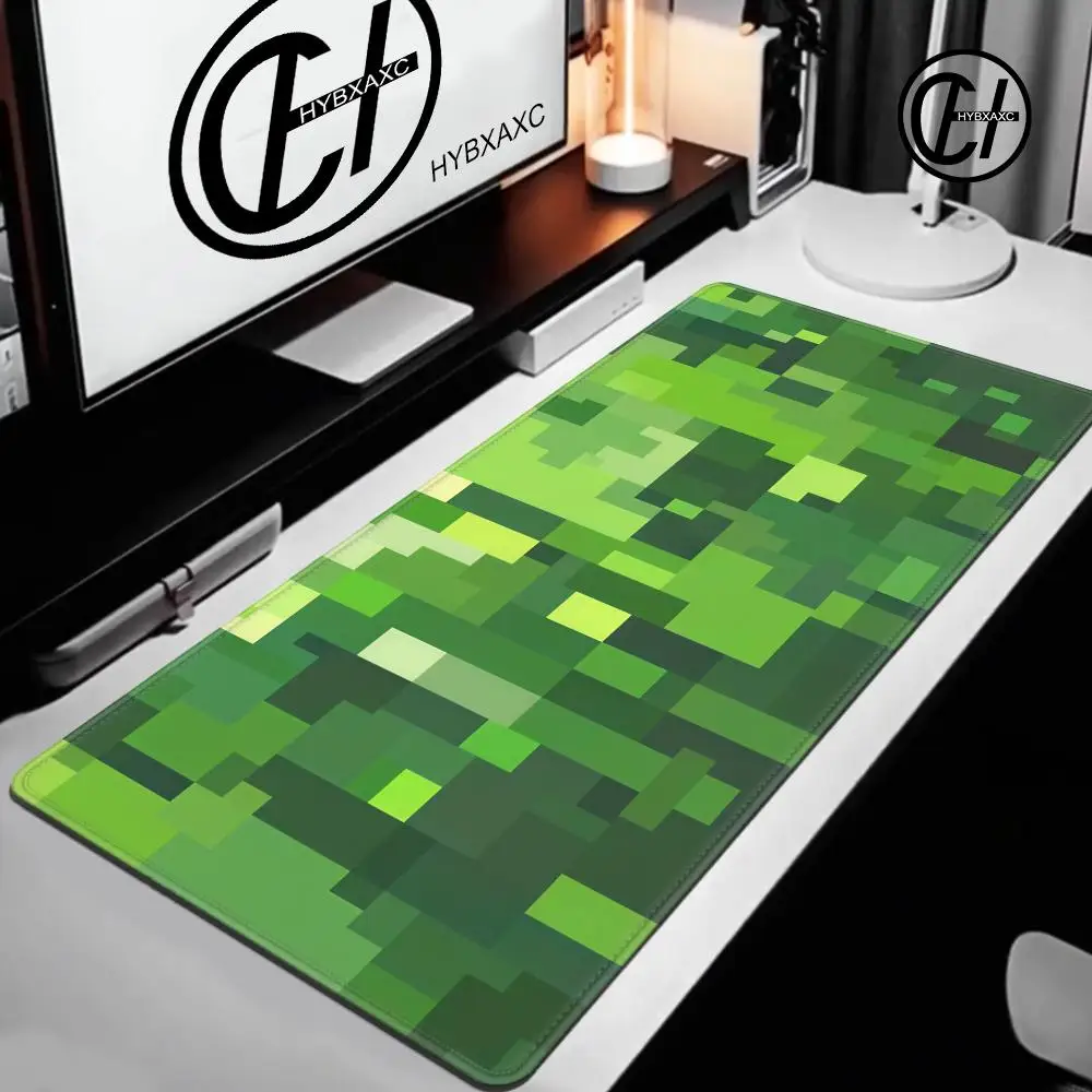 Green Pixel Squares Mouse Pad Large Rubber Anti-slip PC Desk Accessories Mousepad for Offices and Gamer Keyboard Mats Decor Mat