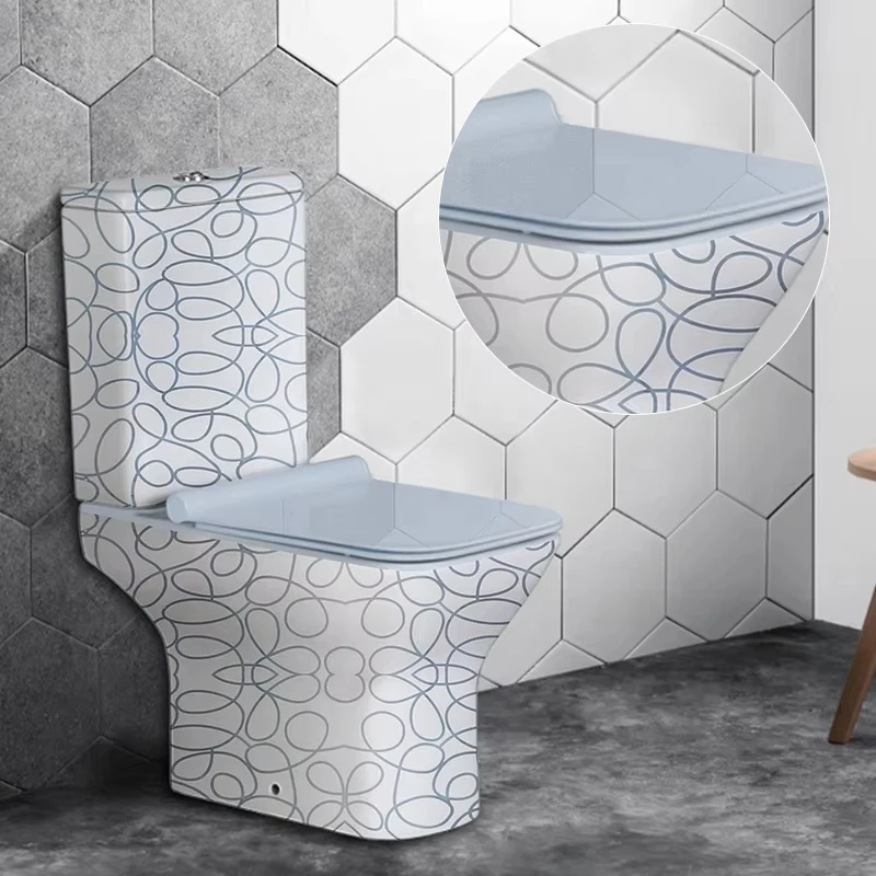 Concise Design Ceramic Floor Mounted Toilet Square Shape Rimless Bathroom Washdown Two Piece Toilet