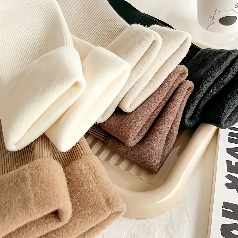 5/10 Pairs Women Winter Warm Socks Thick Soft and Warm Indoor Home Socks with Comfortable Plush Lining Snow Boots Ankle Socks image 5