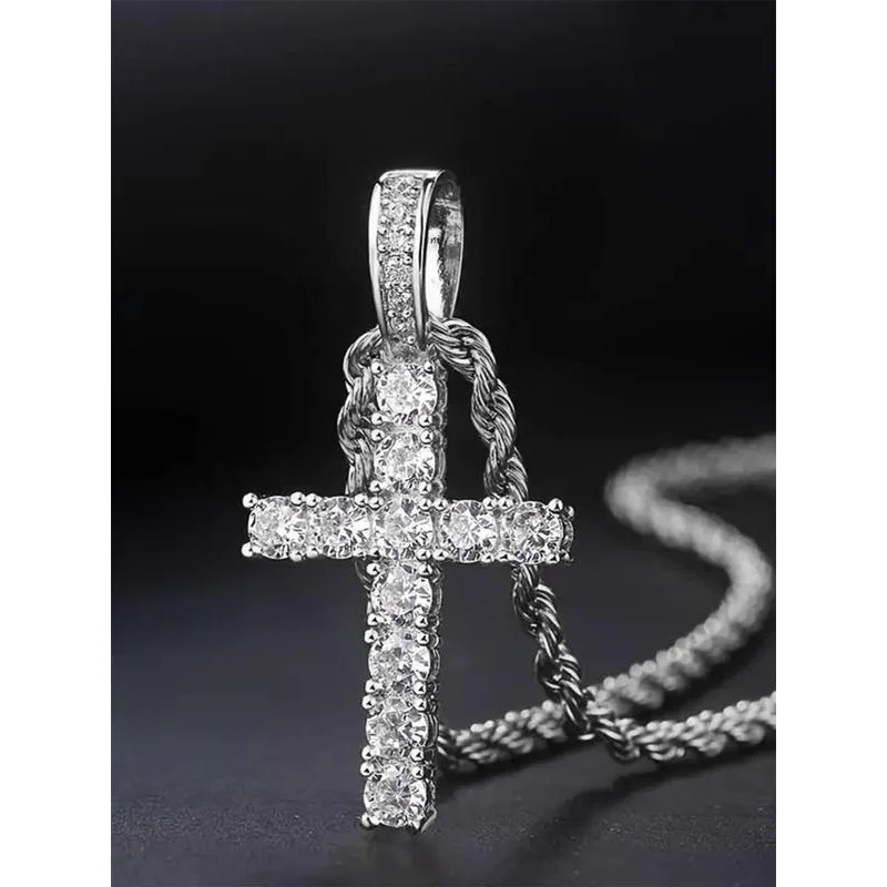 Cross Necklace for Women, Luxury Trendy Rhinestone Decor Pendant Necklace for Girls Gift, Classic Fashion Accessories for Daily