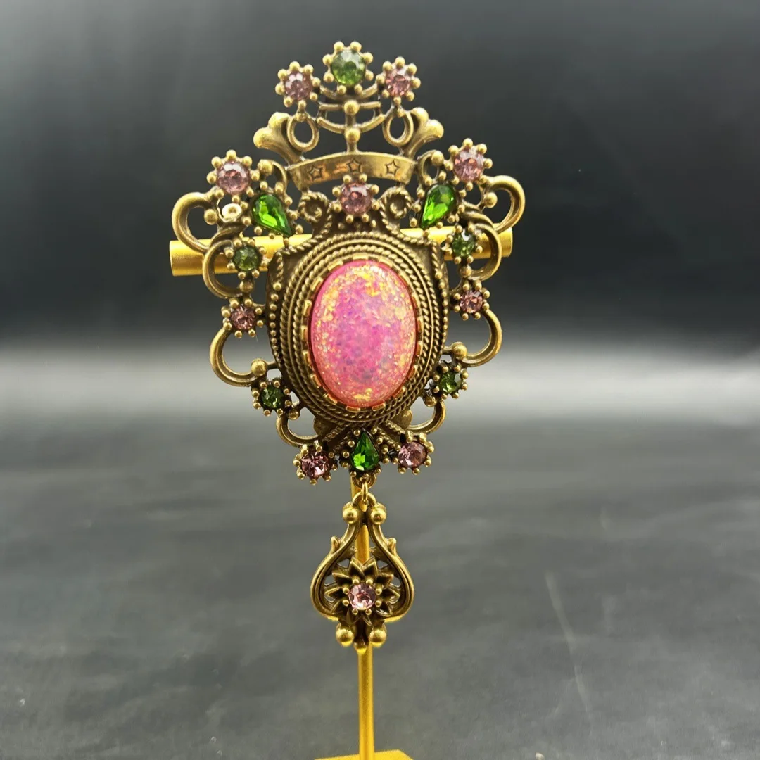 Cross-border Luxury Palace Baroque Large Gemstone Brooch Vintage Style Men\'s and Women\'s Coat Coat Brooch Accessories